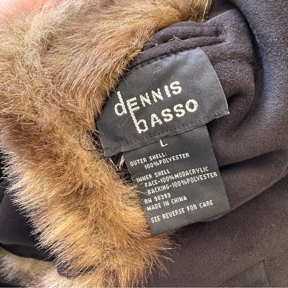 Dennis Basso Faux Fur and Suede Winter Coat Reversible Brown and Black Size Lg - Picture 9 of 9